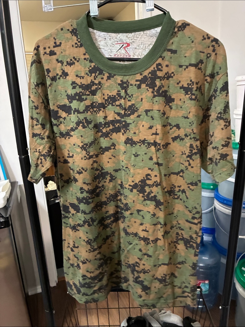 Rothco Digital Woodland Camo Short Sleeve Tee - Green/Brown/Black